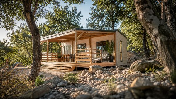 Séjour famille confort en mobil-home en bord de rivière en Ardèche